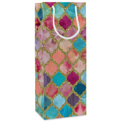 Glitter Moroccan Watercolor Wine Gift Bags - Gloss