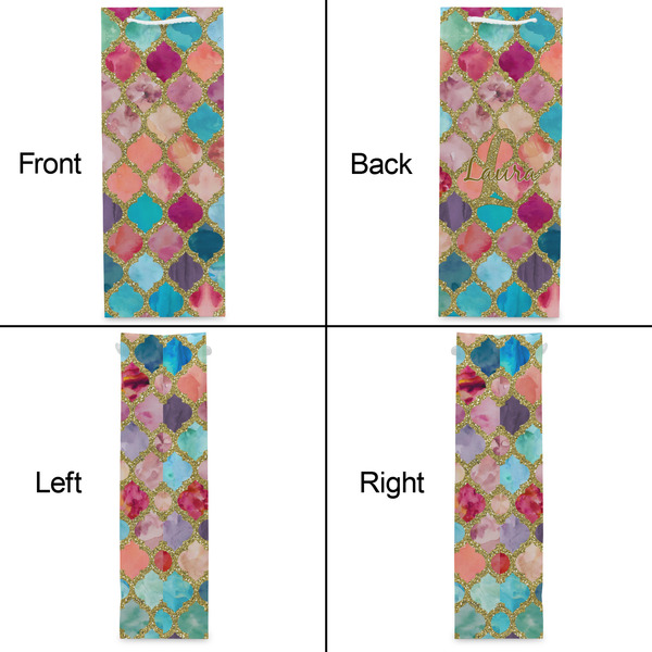 Glitter Moroccan Watercolor Wine Gift Bag - Matte - Approval