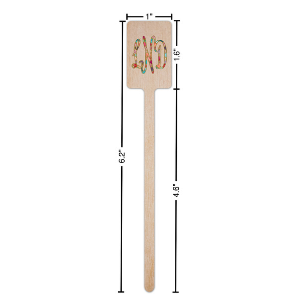 Glitter Moroccan Watercolor Wooden 6.25" Stir Stick - Rectangular - Dimensions