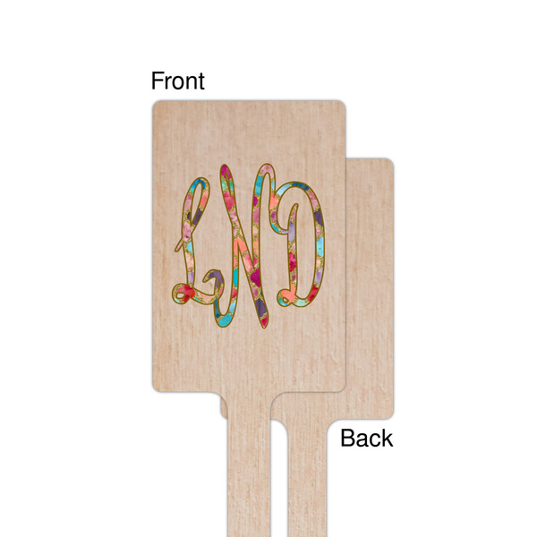 Glitter Moroccan Watercolor Wooden 6.25" Stir Stick - Rectangular - Single - Front & Back