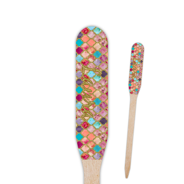 Custom Glitter Moroccan Watercolor Paddle Wooden Food Picks
