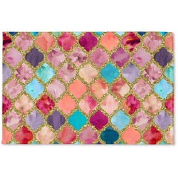 Glitter Moroccan Watercolor Woven Mat