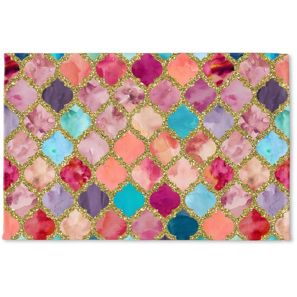 Custom Glitter Moroccan Watercolor Woven Mat