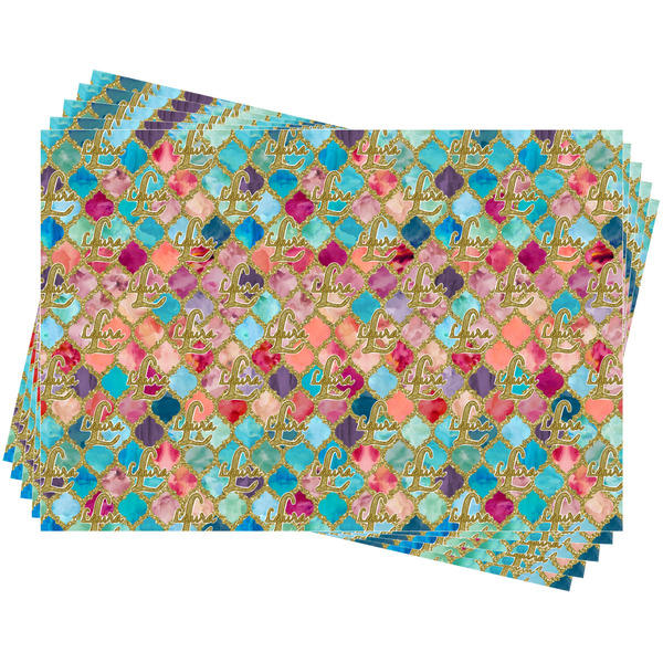 Glitter Moroccan Watercolor Wrapping Paper - 5 Sheets Approval