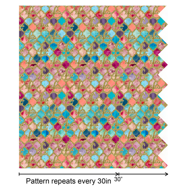 Glitter Moroccan Watercolor Wrapping Paper Roll - Satin - Partial Roll