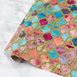 Glitter Moroccan Watercolor Wrapping Paper Roll - Medium