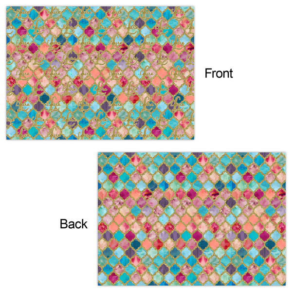Glitter Moroccan Watercolor Wrapping Paper Sheet - Double Sided - Front & Back
