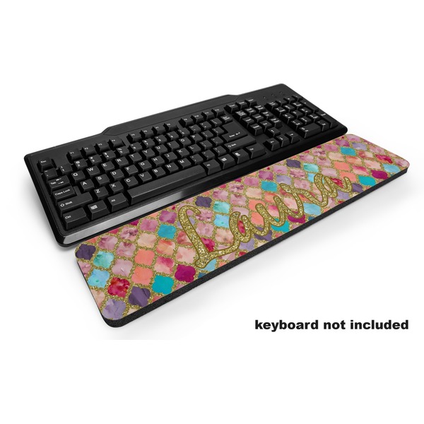 Custom Glitter Moroccan Watercolor Keyboard Wrist Rest