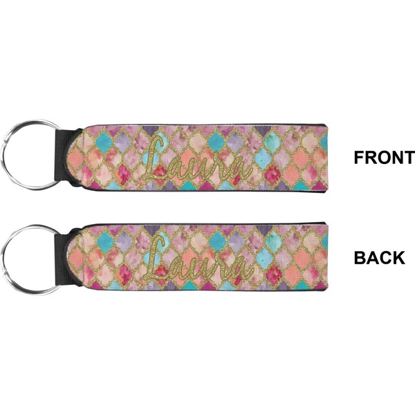 Glitter Moroccan Watercolor Wristlet (Front + Back)