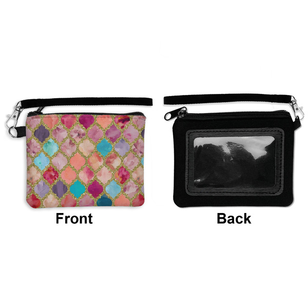 Glitter Moroccan Watercolor Wristlet ID Cases - Front & Back