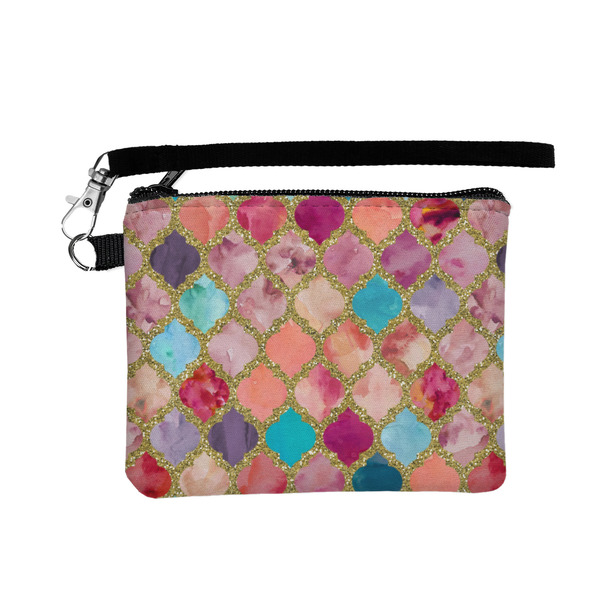 Custom Glitter Moroccan Watercolor Wristlet ID Case