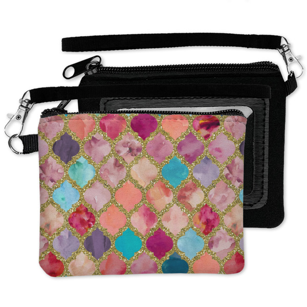 Glitter Moroccan Watercolor Wristlet ID Cases - MAIN