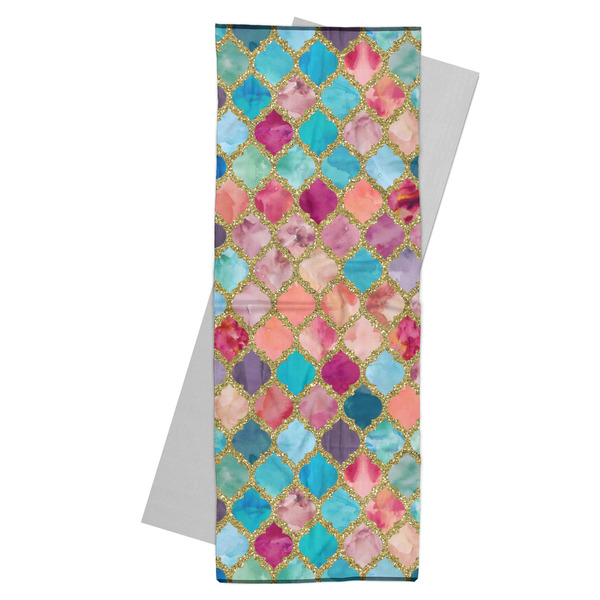 Custom Glitter Moroccan Watercolor Yoga Mat Towel