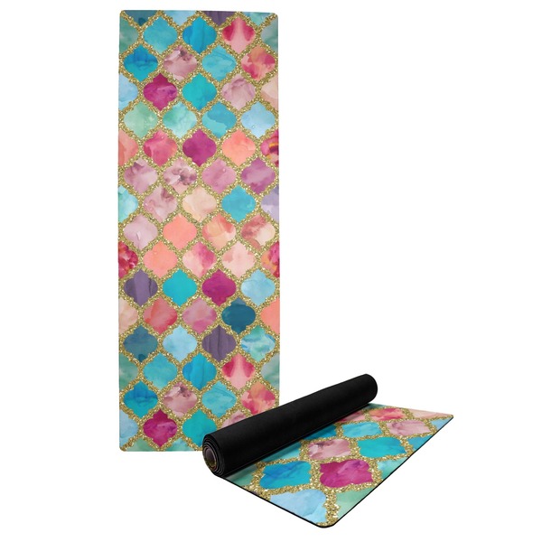 Custom Glitter Moroccan Watercolor Yoga Mat