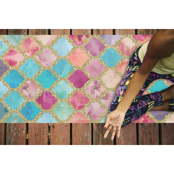 Glitter Moroccan Watercolor Yoga Mats - LIFESTYLE