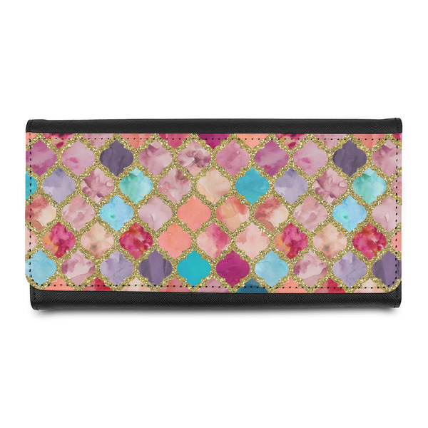 Custom Glitter Moroccan Watercolor Leatherette Ladies Wallet