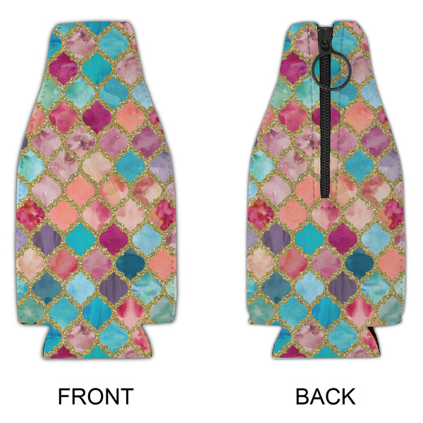 Glitter Moroccan Watercolor Zipper Bottle Cooler - APPROVAL