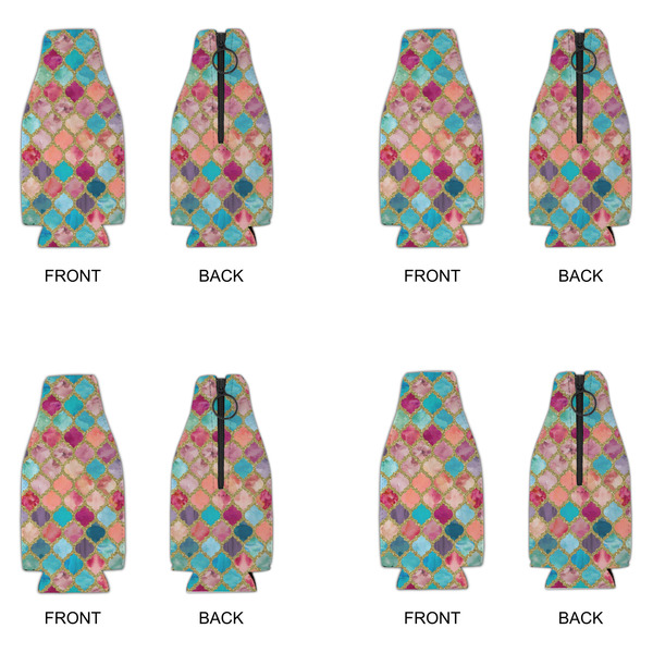 Glitter Moroccan Watercolor Zipper Bottle Cooler - Set of 4 - APPROVAL