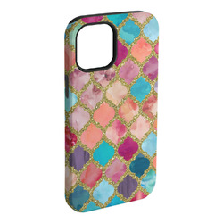 Glitter Moroccan Watercolor iPhone Case - Rubber Lined