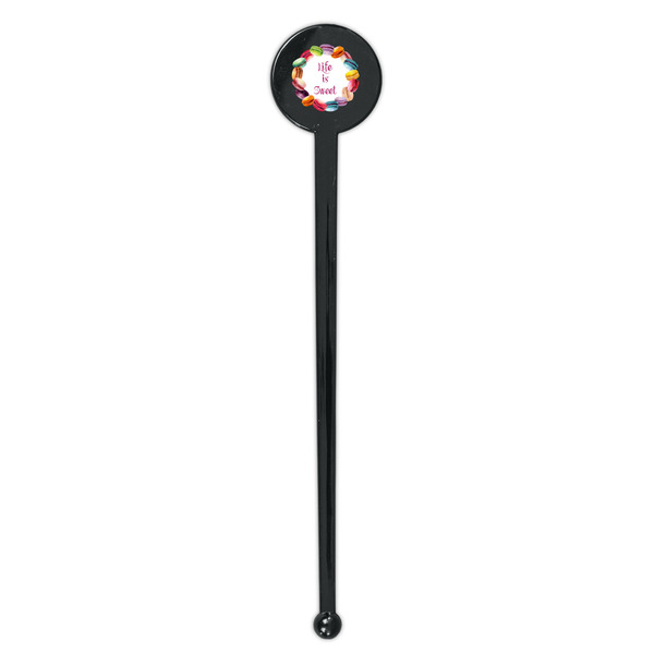 Macarons Black Plastic 7" Stir Stick - Round - Single Stick