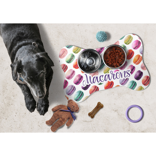 Macarons Bone Shaped Mat w/ Food & Water