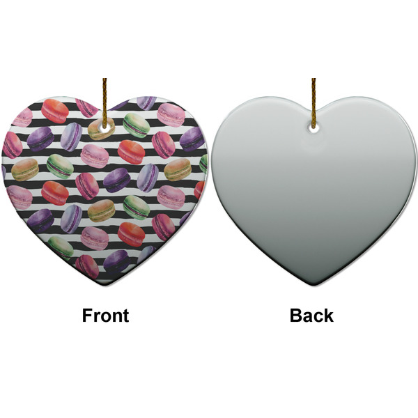 Macarons Ceramic Flat Ornament - Heart Front & Back (APPROVAL)