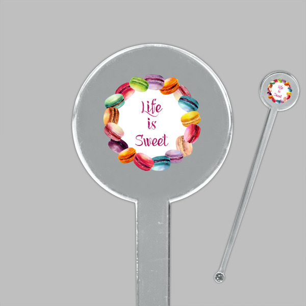 Macarons Clear Plastic 7" Stir Stick - Round - Closeup