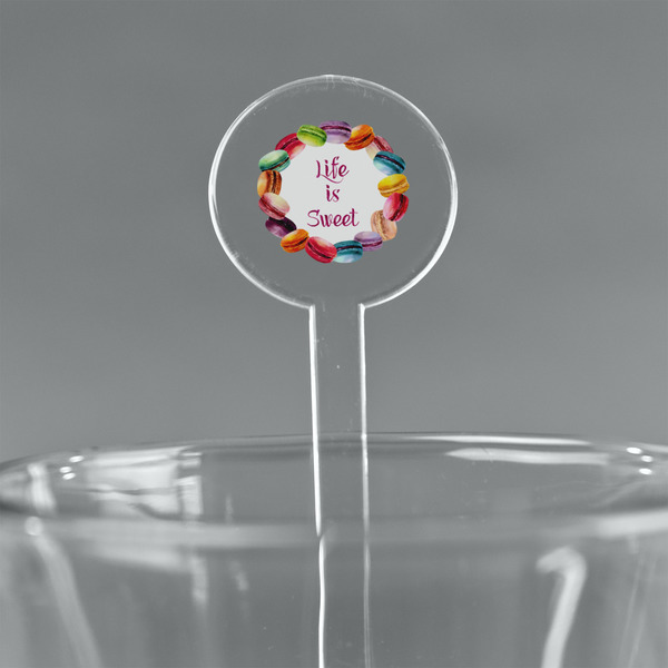 Custom Macarons 5.5" Round Plastic Stir Sticks - Clear