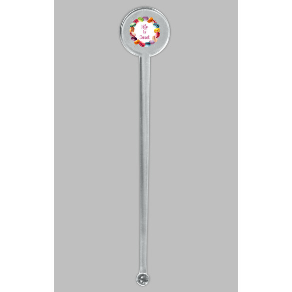 Macarons Clear Plastic 7" Stir Stick - Round - Single Stick