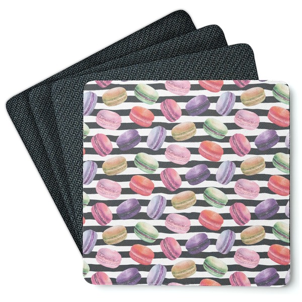 Custom Macarons Square Rubber Backed Coasters - Set of 4
