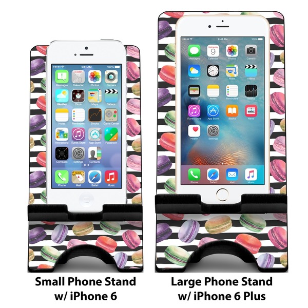 Macarons Compare Phone Stand Sizes - with iPhones