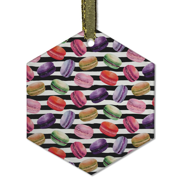 Custom Macarons Flat Glass Ornament - Hexagon