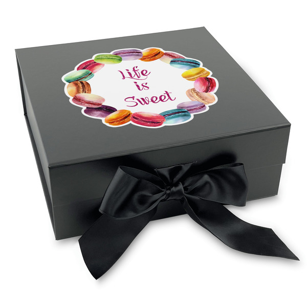 Custom Macarons Gift Box with Magnetic Lid - Black