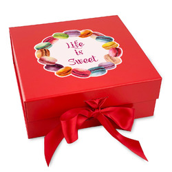 Macarons Gift Box with Magnetic Lid - Red