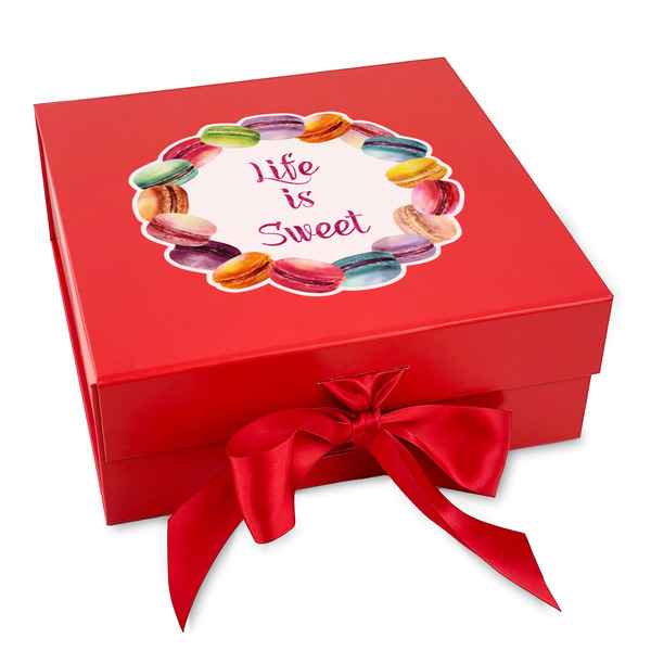 Custom Macarons Gift Box with Magnetic Lid - Red