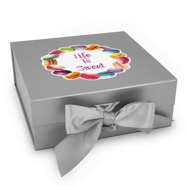 Custom Macarons Gift Box with Magnetic Lid - Silver