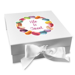 Macarons Gift Box with Magnetic Lid - White