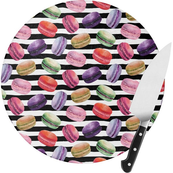 Custom Macarons Round Glass Cutting Board