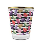 Macarons Glass Shot Glass - 1.5 oz - with Gold Rim - Set of 4