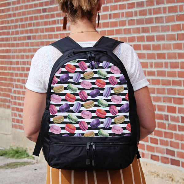 Macarons Large Backpack - Black - On Back
