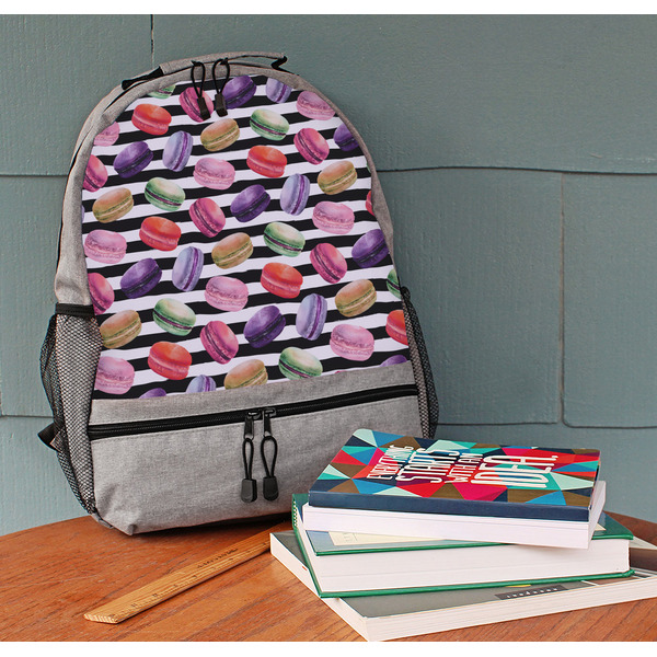 Macarons Large Backpack - Gray - On Desk