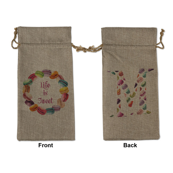 Custom Macarons Large Burlap Gift Bag - Front & Back