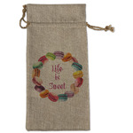 Macarons Large Burlap Gift Bag - Front