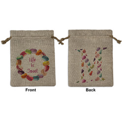 Macarons Medium Burlap Gift Bag - Front & Back