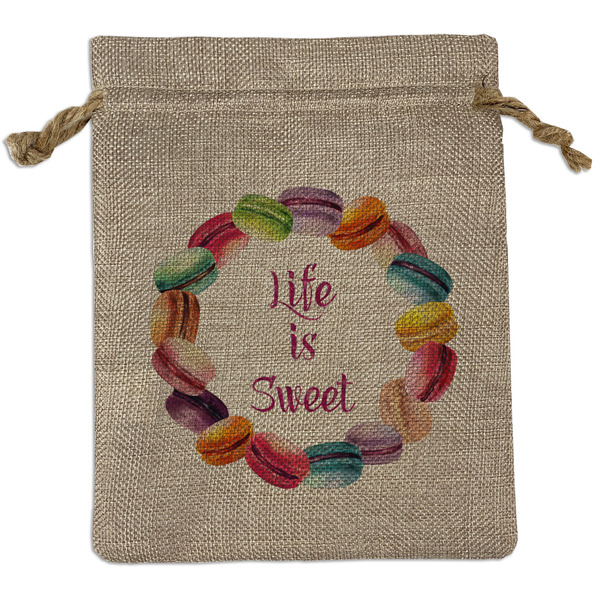 Custom Macarons Medium Burlap Gift Bag - Front