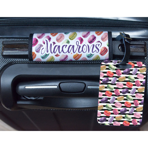 Macarons Metal Luggage Tag & Handle Wrap - In Context