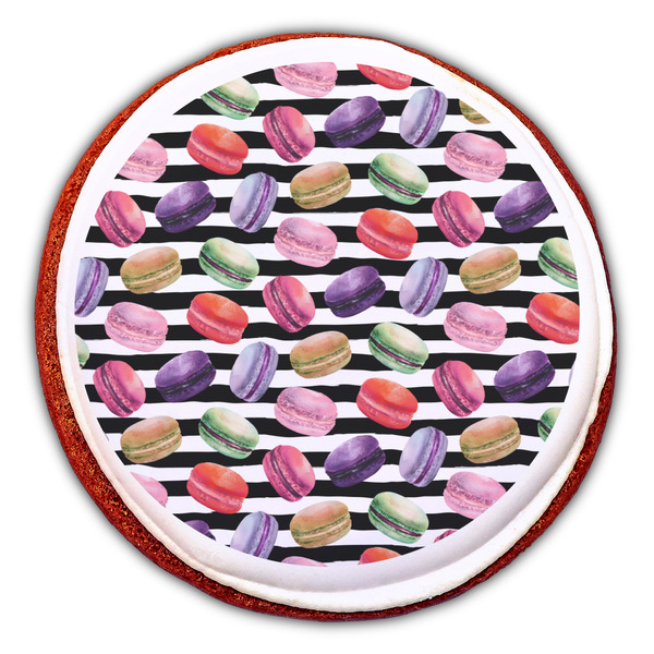 Macarons Printed Icing Circle - Large - On Cookie