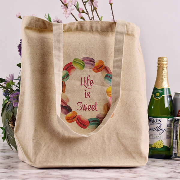 Macarons Reusable Cotton Grocery Bag - In Context