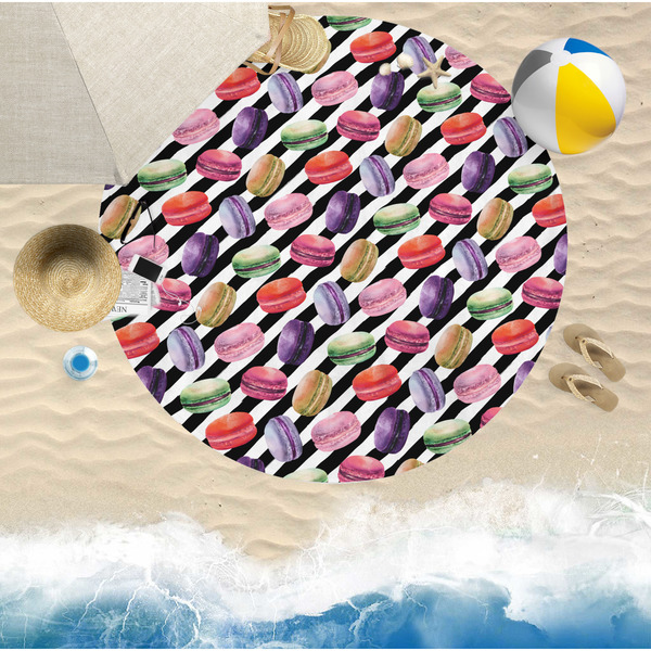 Macarons Round Beach Towel Lifestyle