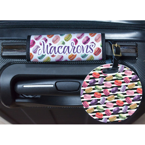 Macarons Round Luggage Tag & Handle Wrap - In Context
